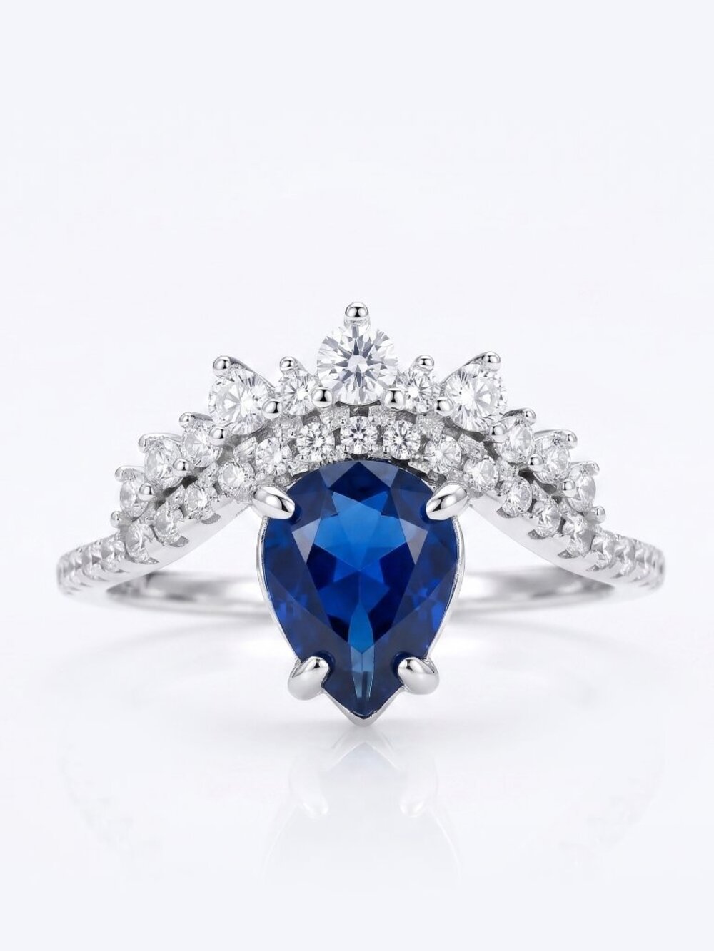Blue Sapphire Gemstone ring, size 7, 925 Sterling Silver Charmed Aroma